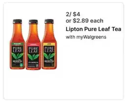 Walgreens Lipton Pure Leaf Tea offer