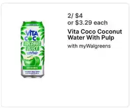 Walgreens Vita Coco Coconut Water With Pulp offer