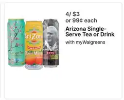 Walgreens Arizona Single-Serve Tea or Drink offer