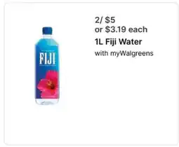 Walgreens 1L Fiji Water offer