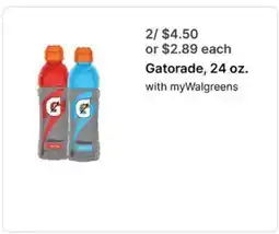 Walgreens Gatorade, 24 oz offer