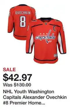 Dick's Sporting Goods NHL Youth Washington Capitals Alexander Ovechkin #8 Premier Home Jersey offer