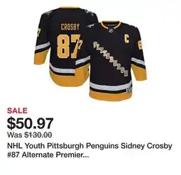 Dick's Sporting Goods NHL Youth Pittsburgh Penguins Sidney Crosby #87 Alternate Premier Jersey offer