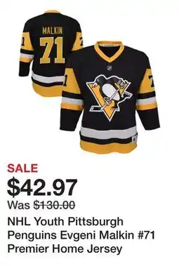 Dick's Sporting Goods NHL Youth Pittsburgh Penguins Evgeni Malkin #71 Premier Home Jersey offer
