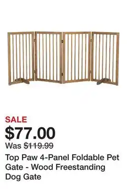 Petsmart Top Paw 4-Panel Foldable Pet Gate - Wood Freestanding Dog Gate offer