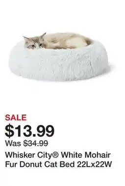 Petsmart Whisker City White Mohair Fur Donut Cat Bed 22Lx22W offer