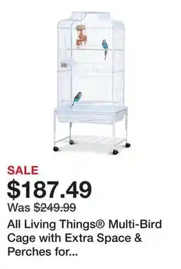 Petsmart All Living Things Multi-Bird Cage with Extra Space & Perches for Multiple Small & Medium Birds offer