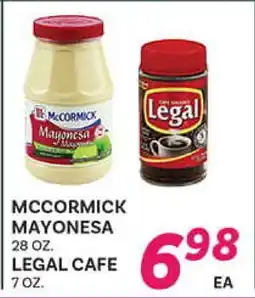 El Paso Grande MCCORMICK MAYONESA 28 OZ. LEGAL CAFE 7 OZ offer