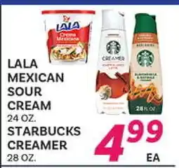 El Paso Grande LALA MEXICAN SOUR CREAM 24 OZ. STARBUCKS CREAMER 28 OZ offer