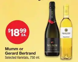 United Supermarkets Mumm or Gerard Bertrand offer