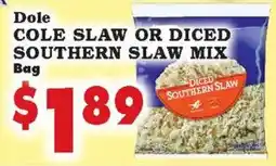 Foodland Dole cole slaw or diced southern slaw mix offer