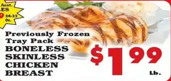 Previously Frozen Tray Pack Boneless Skinless Chicken Breast