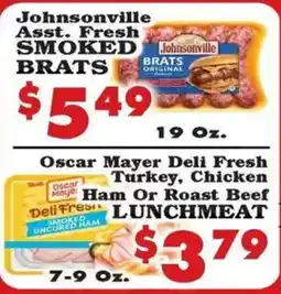 Foodland Johnsonville asst. fresh smoked brats offer