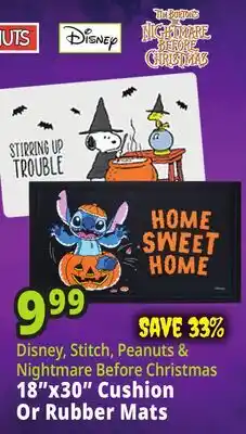 Ocean State Job Lot Disney, Stitch, Peanuts & Nightmare Before Christmas 18x30 Cushion Or Rubber Mats offer
