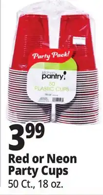 Ocean State Job Lot Red or Neon Party Cups offer
