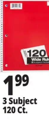 Ocean State Job Lot Wide Rule 3 Subject Spiral Notebook 120 Sheet offer