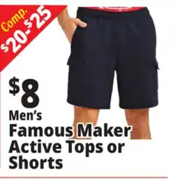 Ocean State Job Lot Men's Famous Maker Active Tops or Shorts offer