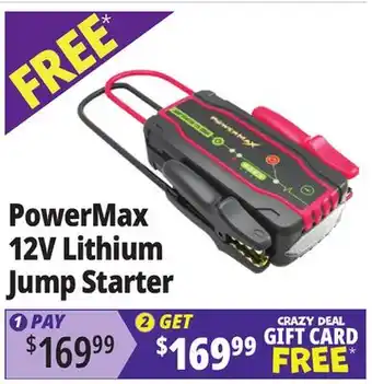 Ocean State Job Lot PowerMax Lithium 12V Jump Starter offer