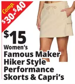 Ocean State Job Lot Women's Famous Maker Hiker Style Performance Skorts & Capri's offer