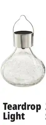Ocean State Job Lot Outdoor Living Accents Solar Glass Teardrop LED Table Top Light offer