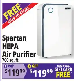 Ocean State Job Lot Spartan Freestanding Air Purifier with 6 Stage HEPA Filter Protection White offer