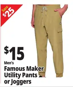 Ocean State Job Lot Men's Famous Maker Utility Pants or Joggers offer