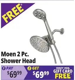Ocean State Job Lot MOEN 3-Spray 7.5 in. Dual Tub Wall Mount Fixed and Handheld Shower Head Brushed Nickel offer
