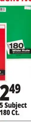 Ocean State Job Lot Wide Rule 5 Subject Spiral Notebook 180 Sheets offer