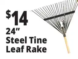 Ocean State Job Lot 24 Steel Tine Leaf Rake with Foam Grip Handle offer