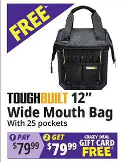 Ocean State Job Lot TOUGHBUILT 12 Wide Mouth Bag offer