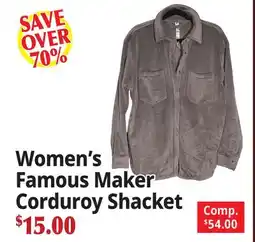 Ocean State Job Lot Women's Famous Maker Corduroy Shacket offer