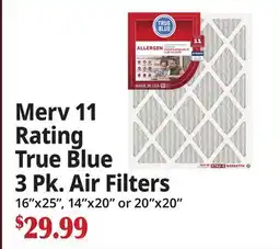 Ocean State Job Lot Merv 11 Rating True Blue 3 Pk. Air Filters offer