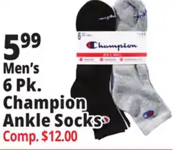 Ocean State Job Lot Men's 6 Pk. Champion Ankle Socks offer