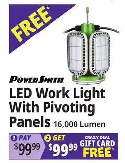 Ocean State Job Lot POWERSMITH LED Work Light With Pivoting Panels offer