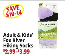 Ocean State Job Lot Adult & Kids' Fox River Hiking Socks offer