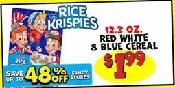 Ollie's RICE KRISPIES 12.3 OZ. RED WHITE & BLUE CEREAL offer