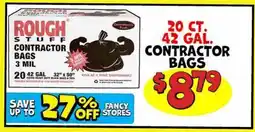 Ollie's ROUGH STUFF 20 CT. 42 GAL. CONTRACTOR BAGS offer