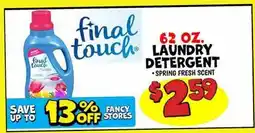 Ollie's FINAL TOUCH 62 OZ. LAUNDRY DETERGENT offer