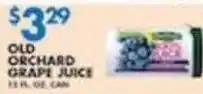 Associated Old Orchard grape juice offer