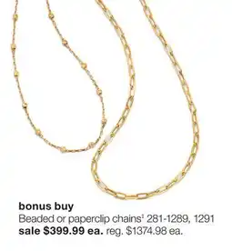JC Penney Beaded or paperclip chains offer
