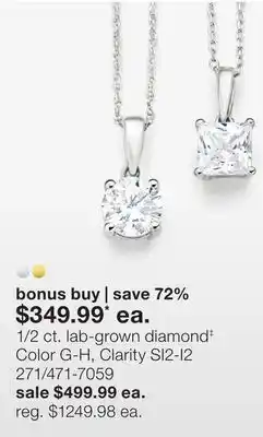 JC Penney 1/2 ct. lab-grown diamond‡ Color G-H, Clarity SI2-I2 offer