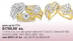 JC Penney 1-1/2 to 3 ct. t.w. lab-grown diamond‡◊ Color G, Clarity SI1-SI2 offer