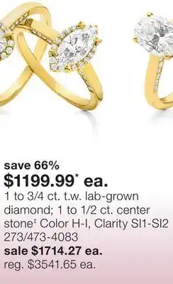 JC Penney 1 to 3/4 ct. t.w. lab-grown diamond 1 to 1/2 ct. center stone‡ offer