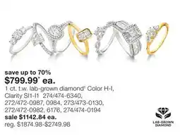 JC Penney 1 ct. t.w. lab-grown diamond‡ Color H-I, Clarity SI1-I1 offer