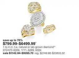 JC Penney 1 to 4 ct. t.w. natural or lab-grown diamond‡◊ offer