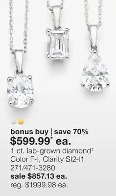 JC Penney 1 ct. lab-grown diamond‡ Color F-I, Clarity SI2-I1 offer