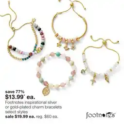 JC Penney Footnotes inspirational silver or gold-plated charm bracelets offer