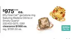 JC Penney Effy Final Call gemstone ring featuring Maderia Citrine or Smoky Quartz◊ offer