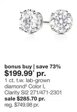 JC Penney 1 ct. t.w. lab-grown diamond§ Color I, Clarity SI2 offer