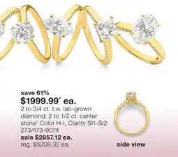 JC Penney 2 to 3/4 ct. t.w. lab-grown diamond 2 to 1/2 ct. center stone‡ offer